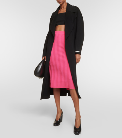 Shop Sportmax Pablo Wool-blend Midi Skirt In Pink