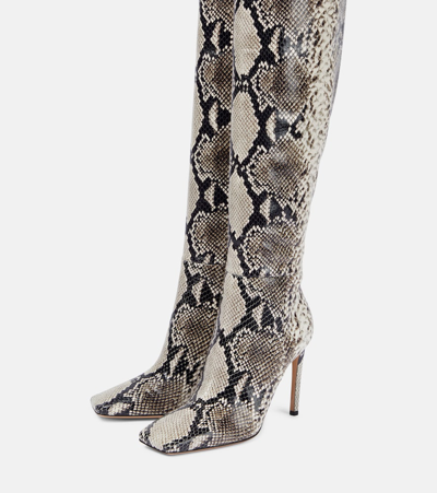 Shop Gianvito Rossi Snake-effect Leather Over-the-knee Boots In Multicoloured