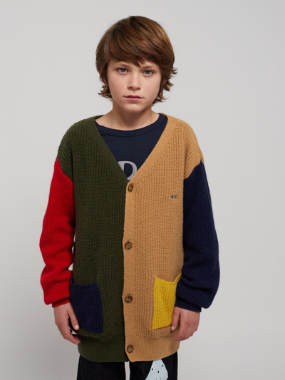 Shop Bobo Choses Ribbed-knit Wool-blend Cardigan In Multicoloured