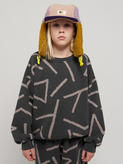Bobo Choses Lines Printed Cotton Sweatshirt In Grey
