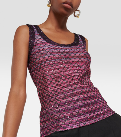 Shop Missoni Sequined Lamé Top In Multicoloured