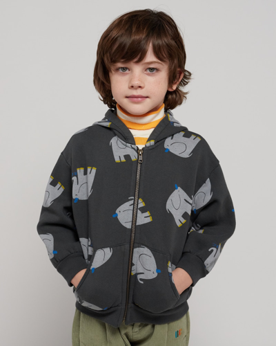 Shop Bobo Choses The Elephant Cotton Jersey Hoodie In Grey