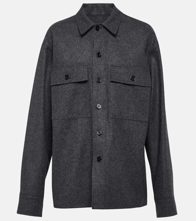 Shop Jil Sander Virgin Wool Flannel Shirt In Grey