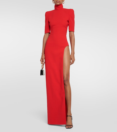 Shop Monot High-neck Crêpe Maxi Dress In Red