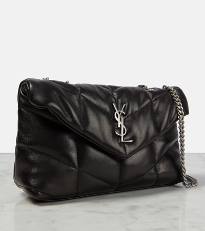 Saint Laurent Lou Puffer Small Ysl Shoulder Bag In Quilted Leather In Black