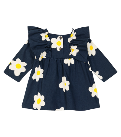 Shop Bobo Choses Baby Floral Cotton Dress In Blue