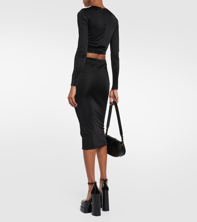 X DUA LIPA缩褶针织中长半身裙