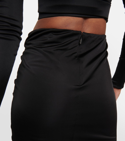 Shop Versace X Dua Lipa Gathered Jersey Midi Skirt In Black