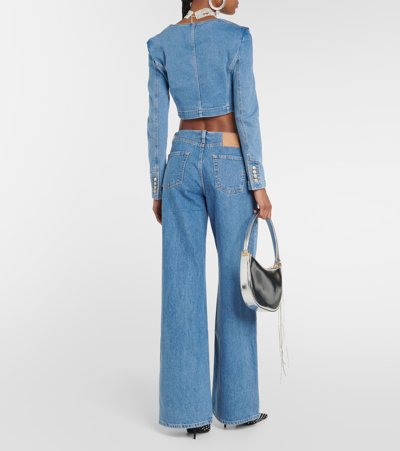 Shop Magda Butrym Cropped Denim Top In Blue