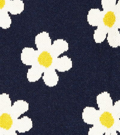 Bobo Choses Blue Sweater For Girl With Daisy Embroidery In Blue