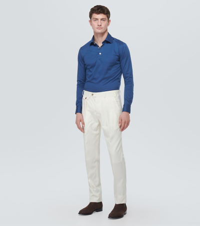 Shop Kiton Cotton Polo Shirt In Blue