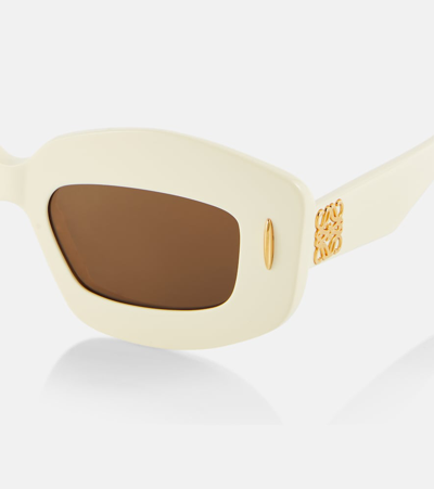 Shop Loewe Screen Rectangular Sunglasses In Beige