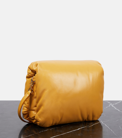 Shop Loewe Puffer Goya Leather Shoulder Bag In Brown