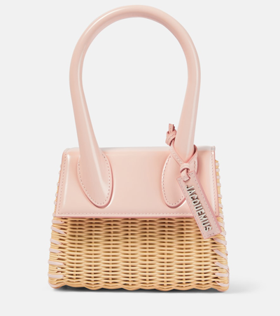 Shop Jacquemus Le Chiquito Moyen Osier Tote Bag In Pink