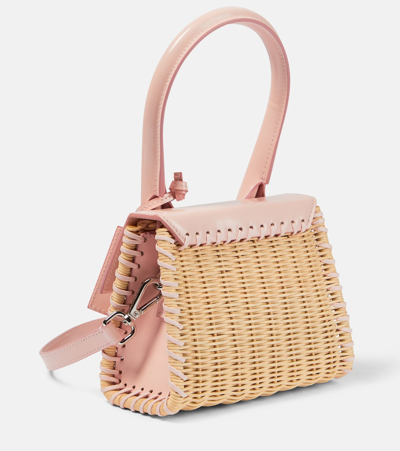 Shop Jacquemus Le Chiquito Moyen Osier Tote Bag In Pink