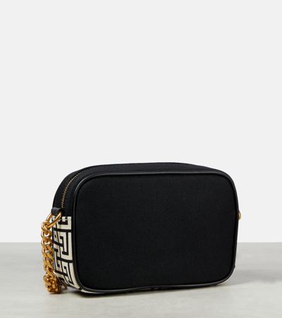 Shop Balmain B-army Canvas And Leather Shoulder Bag In Black