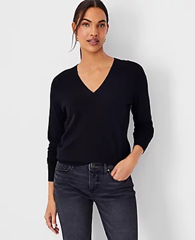 Shop Ann Taylor V-neck Sweater In Black