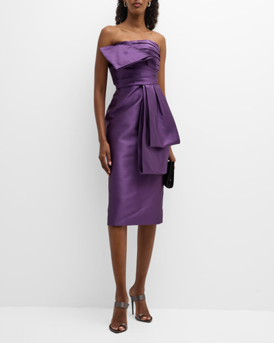 Shop Alberta Ferretti Mikado Bustier Dress In Violet