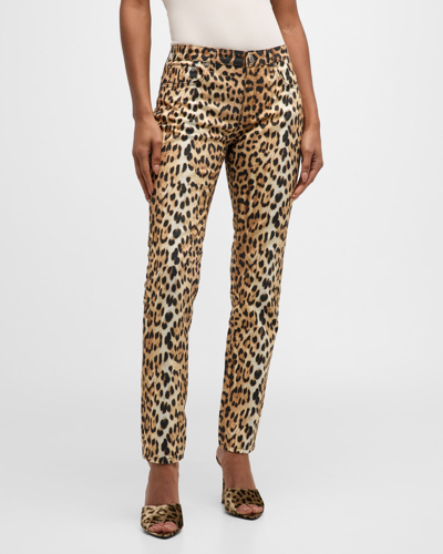 Shop Roberto Cavalli Leopard Print Pants In Naturale
