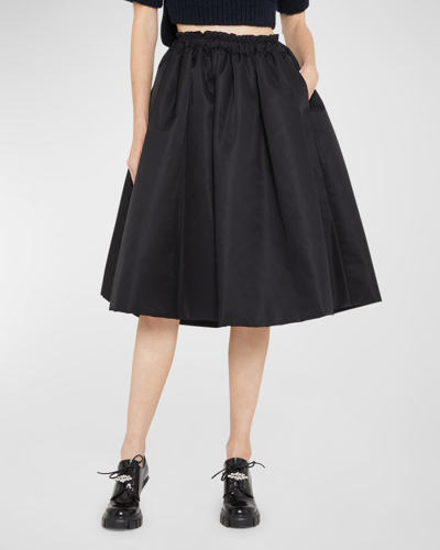 Shop Simone Rocha Elasticated Satin Midi Skirt In Black