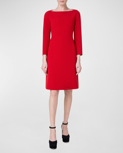 Shop Akris Double-face Wool Short Dress In Ruby Red