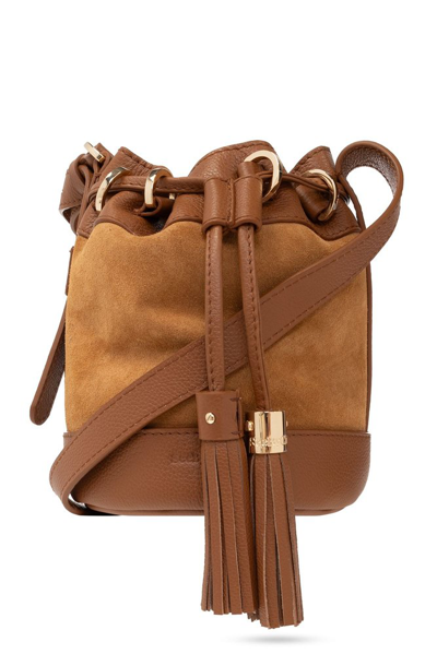 Shop See By Chloé Vicki Tassel Detailed Small Bucket Bag In Brown