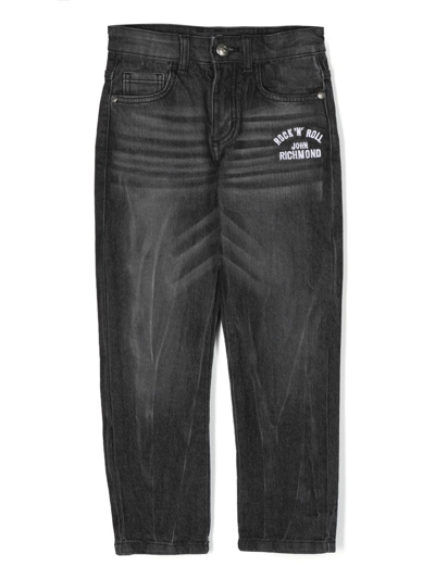 Shop John Richmond Junior Idol Mid-rise Straight Jeans In Black