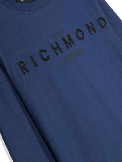Shop John Richmond Junior Rikigi Logo-embroidery T-shirt In Blue