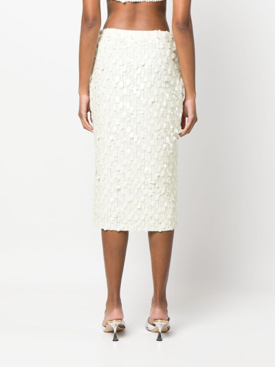 Shop P.a.r.o.s.h Pailette-embellished Midi Skirt In Neutrals