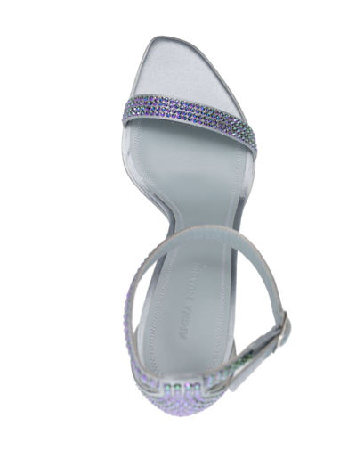 Amina Muaddi Kim 115mm Crystal-embellished Sandals In Grey