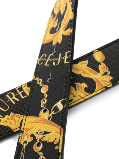 Shop Versace Jeans Couture Logo-buckle Leather Belt In Black