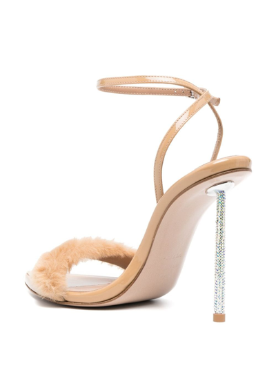 Le Silla Bella 105mm Faux-fur Sandals In Neutrals