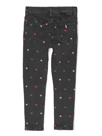 Shop Stella Mccartney Heart-embroidered Straight-leg Jeans In Grey