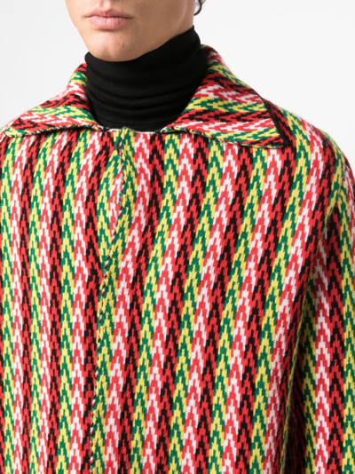 Lanvin Men Curb Chevron Knit Jacket In Green