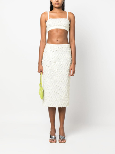 P.a.r.o.s.h Crop Top Sequin Spaghetti Straps In Neutrals