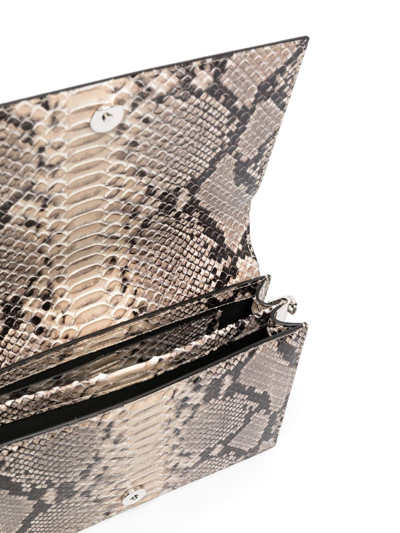 Shop Roberto Cavalli Snakeskin-print Leather Shoulder Bag In Neutrals