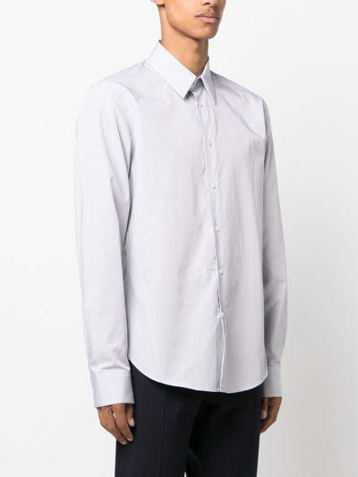 Shop Lanvin Grid-pattern Cotton Shirt In Grey