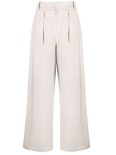 Shop Tibi Stella Tailored Wide-leg Trousers In Neutrals