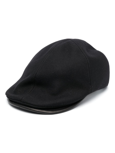 Giorgio Armani Leather-detailing Beret In Black