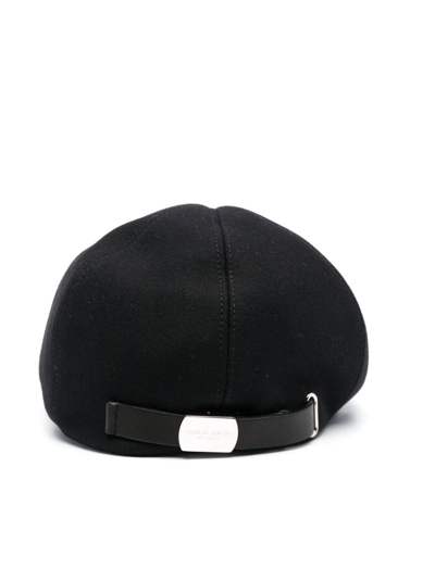 Giorgio Armani Leather-detailing Beret In Black