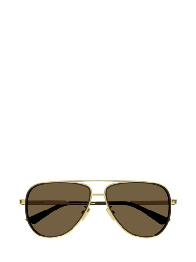 Shop Bottega Veneta Eyewear Rim Aviator Sunglasses In Gold