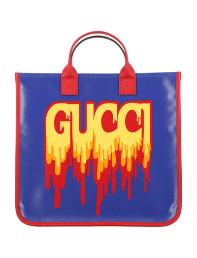Shop Gucci Kids Logo Printed Top Handle Bag In Multi