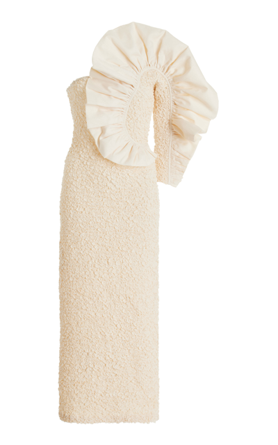 Shop Mara Hoffman Evelyn Ruffled Smocked Cotton Midi Dress In White