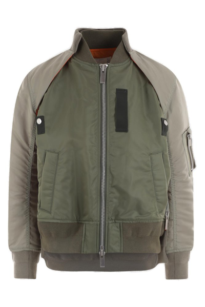 Shop Sacai Zip In Green