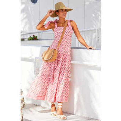 Shop Boho Beach Fest Pineapple Coral Tabitha Maxi Dress In Pink