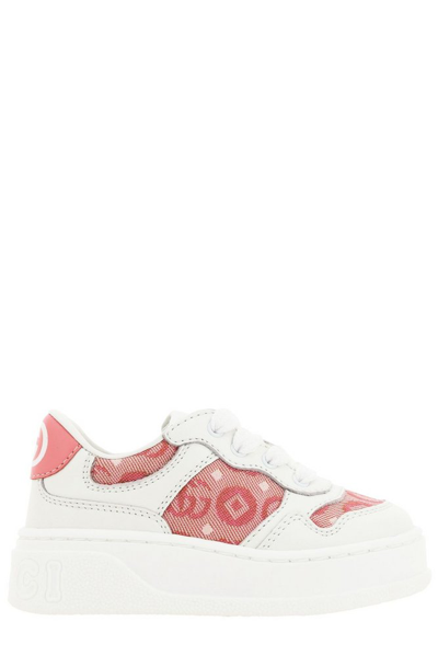 Shop Gucci Kids Double G Round Toe Sneakers In Multi