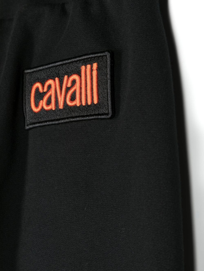 Shop Roberto Cavalli Junior Wing-patch Track Shorts In Black