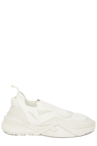Shop Fendi Flow Mesh Running Sneakers In White