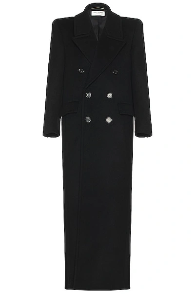 Shop Saint Laurent Manteau Manche Monte Coat In Noir Profond