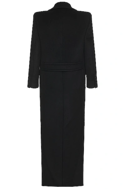 Saint Laurent Oversize Double Breasted Wool Martingale Coat In Noir Profond